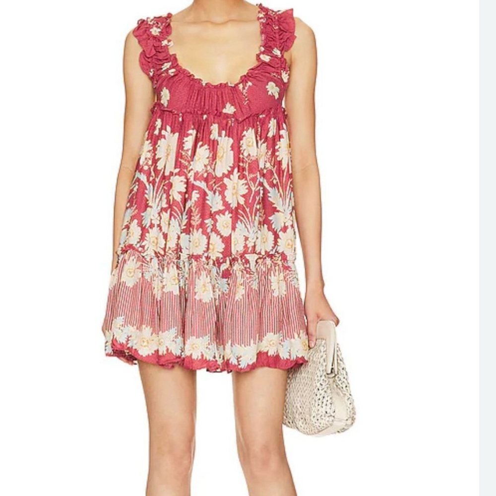 Free People Pink and White Sleeveless Sundress